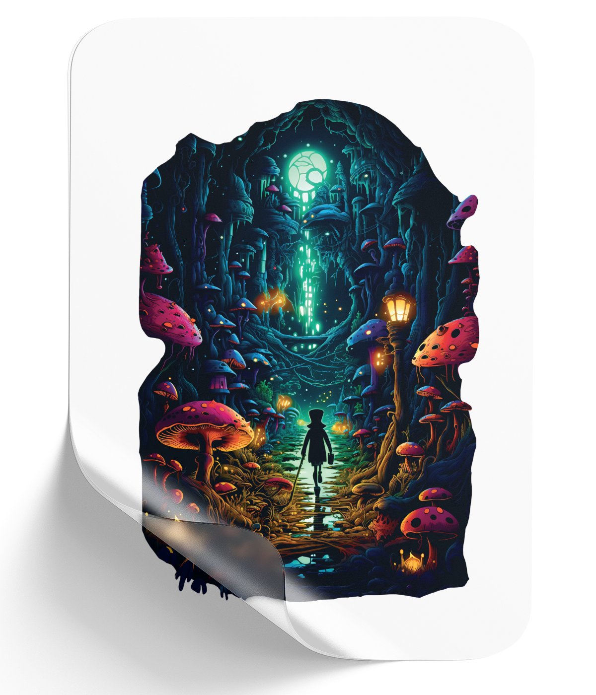 psychedelic-mushroom-journey_-a-whimsical-adventure-through-a-colorful-forest - DTF Single Peel WB