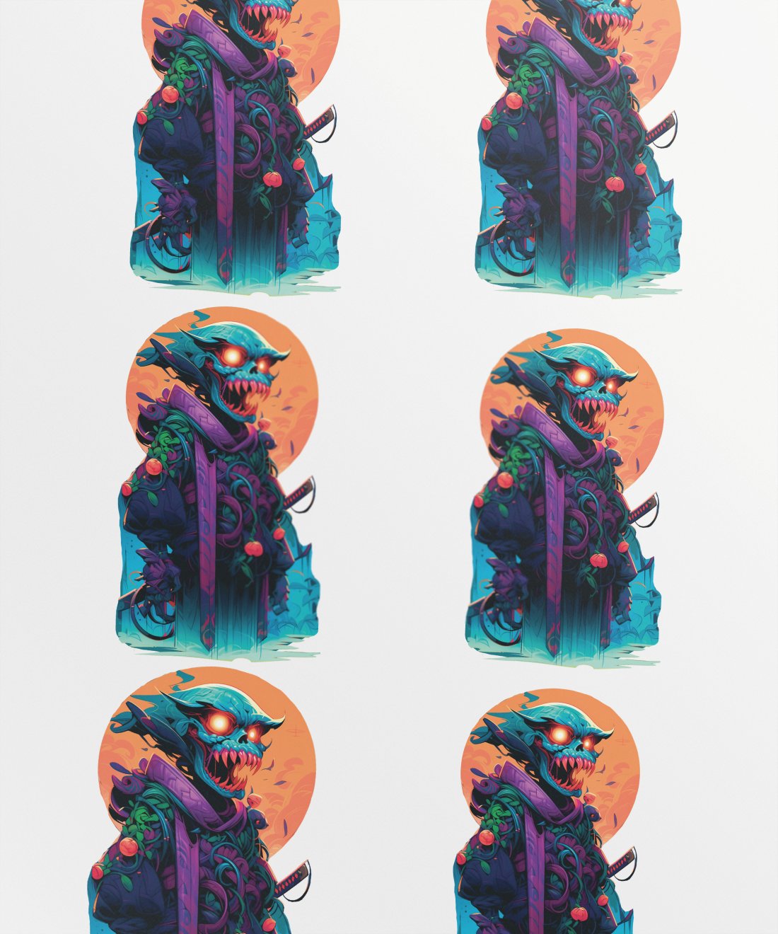 moonlit-blade_-colorful-samurai-zombie-in-a-vibrant-outfit - Image 1