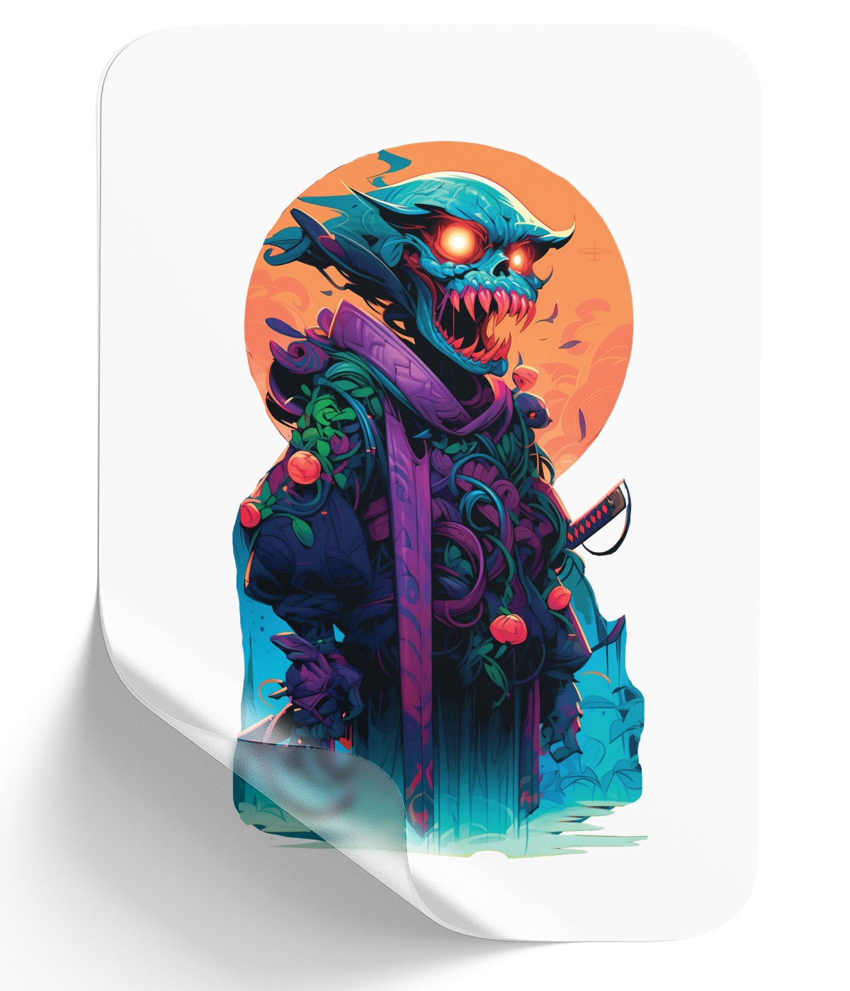 moonlit-blade_-colorful-samurai-zombie-in-a-vibrant-outfit - DTF Single Peel WB