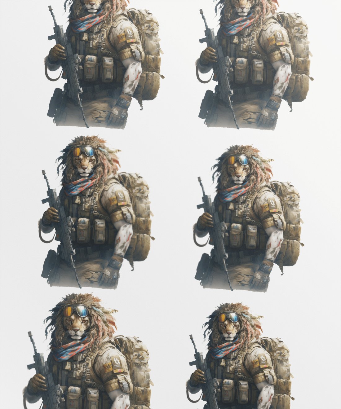 lion-warrior_-unique-hybrid-character-with-backpack-and-gun - Image 1