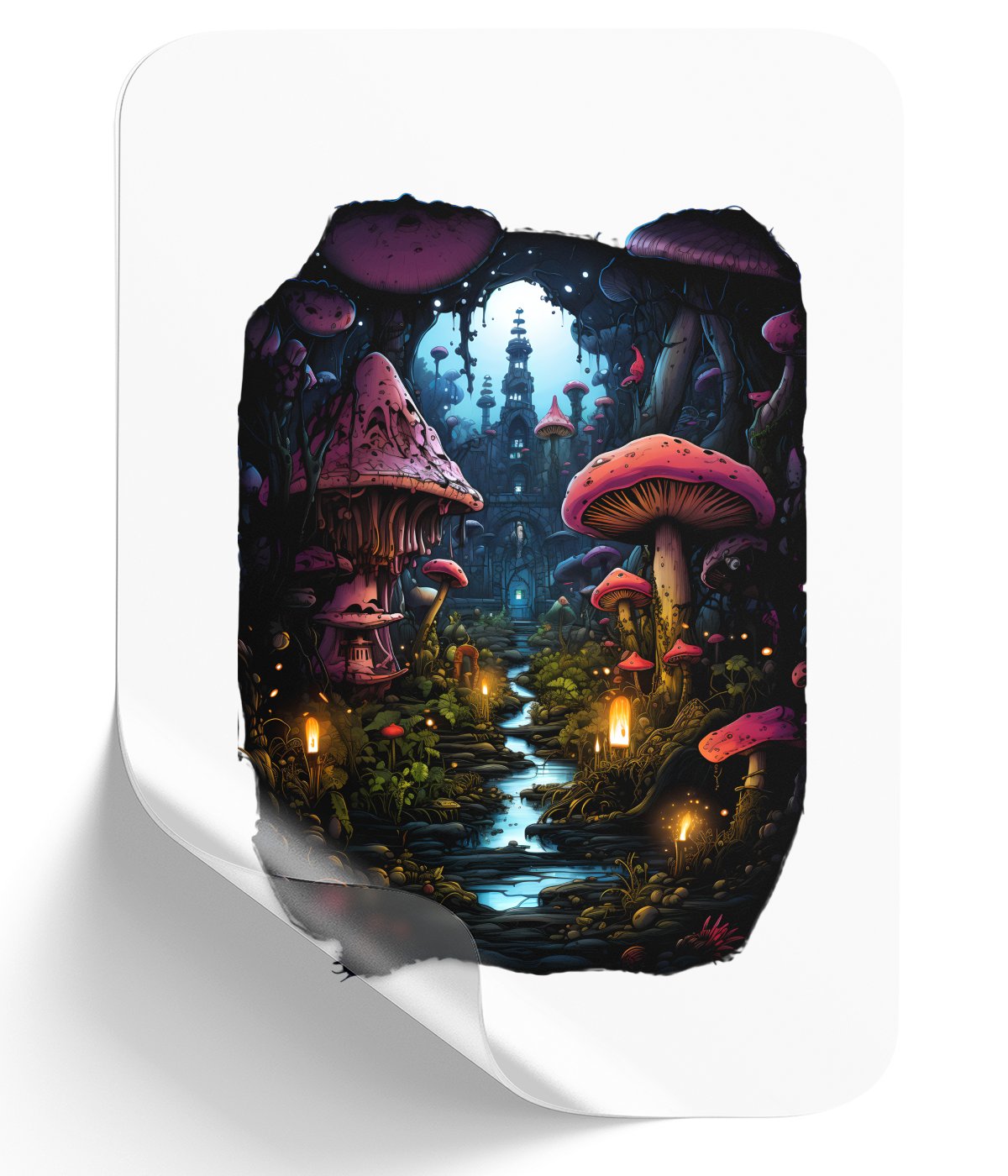 neon mushroom kingdom_ dark waters and abundant fungi_MVT1o4 - DTF Single Peel WB