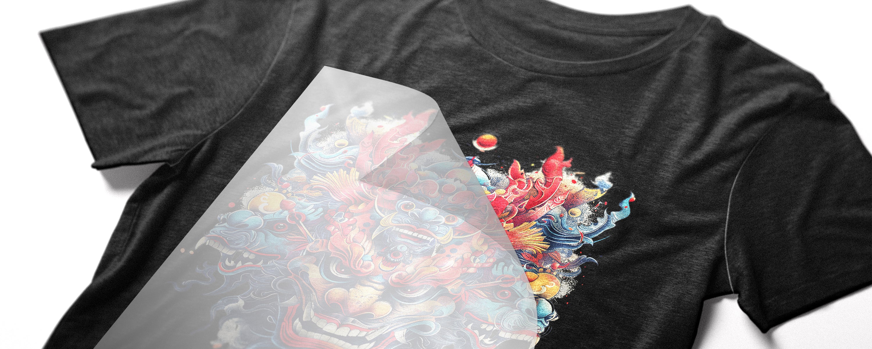 dtf transfer peel pressed on custom tshirt detailed dragon design artwork