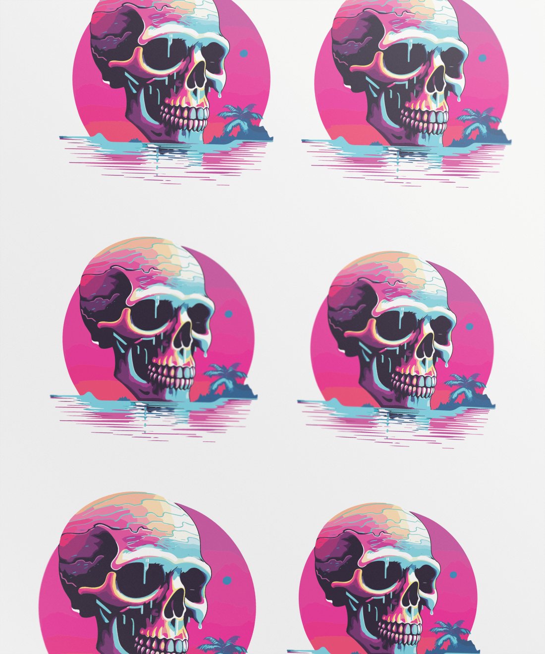 tropical-island-skull-art-colorful-cartoon-graphic-novel-illustration - Image 1
