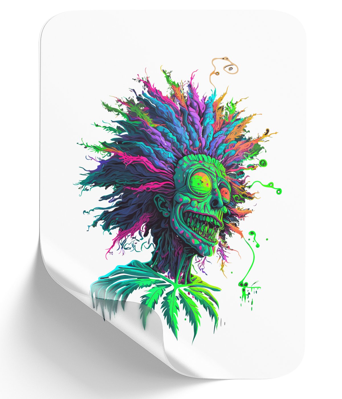 vibrant-skeleton-monster-portrait-with-wild-hairstyle-in-psychedelic-colors - DTF Single Peel WB