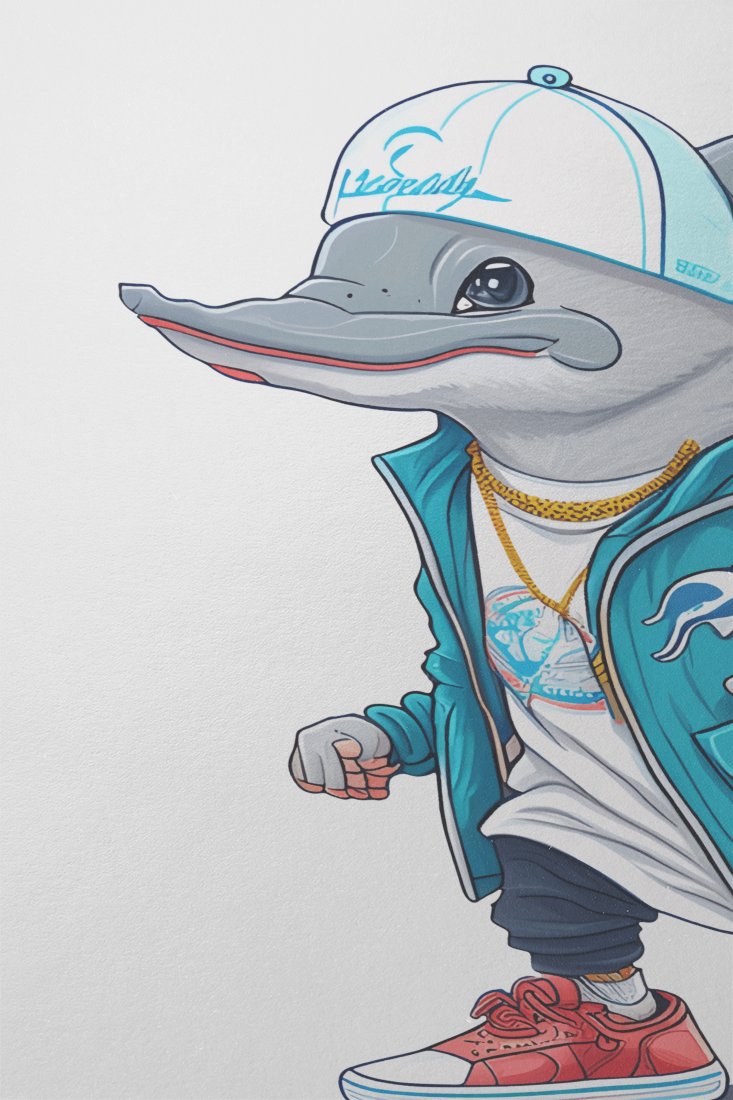 playful-cartoon-dolphin-character-hypebeast-clothing - Image 2