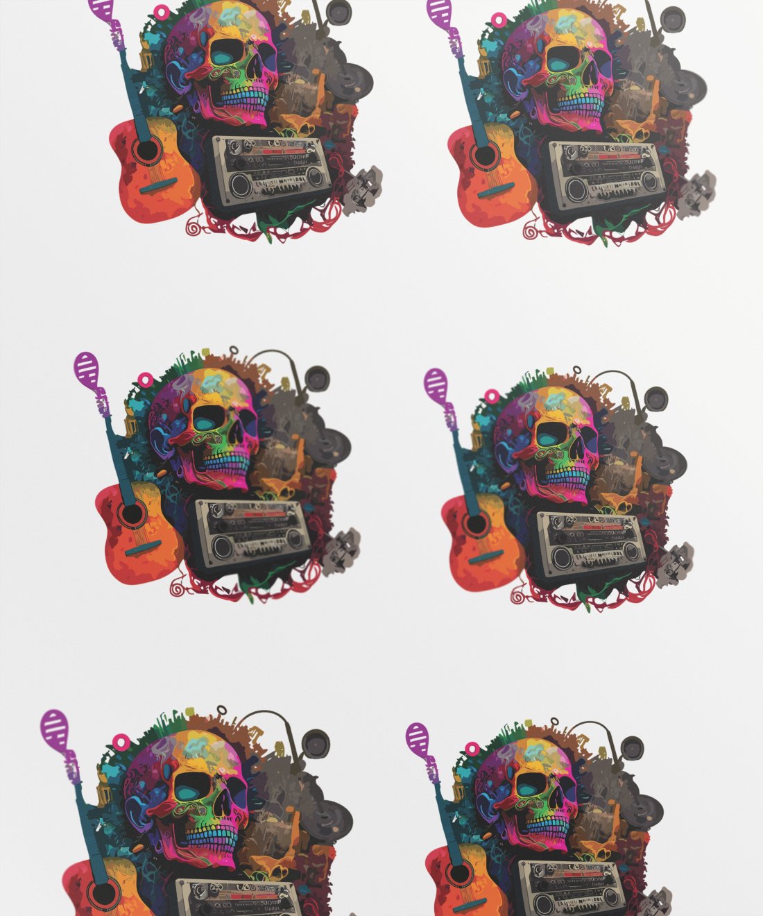 skull-music-celebration_-colorful-skeleton-head-surrounded-by-instruments - Image 1