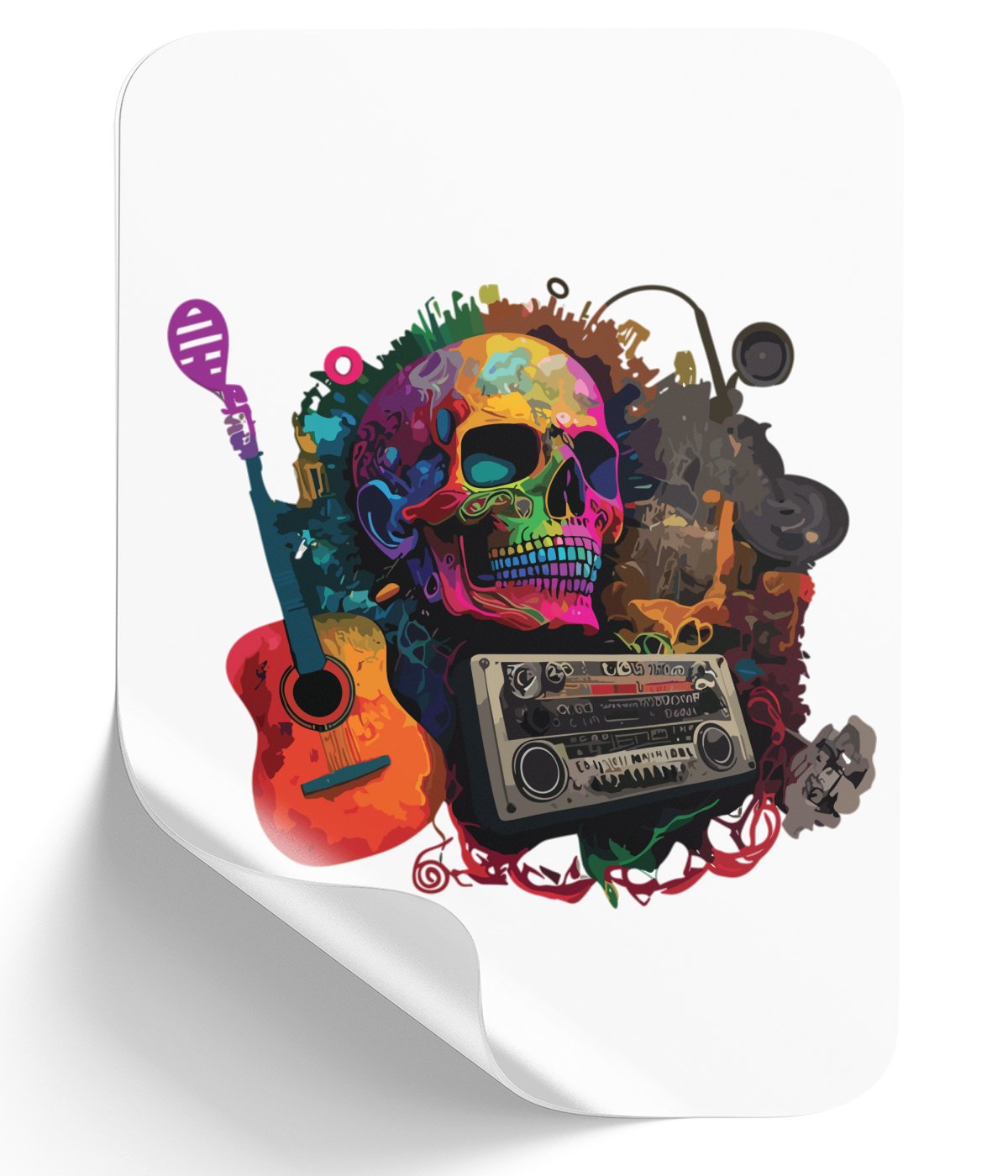 skull-music-celebration_-colorful-skeleton-head-surrounded-by-instruments - DTF Single Peel WB