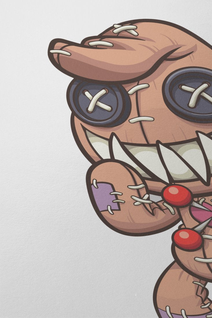 scary-teddy-ragdoll-with-heart-shaped-mouth-and-playful-scissors - Image 2