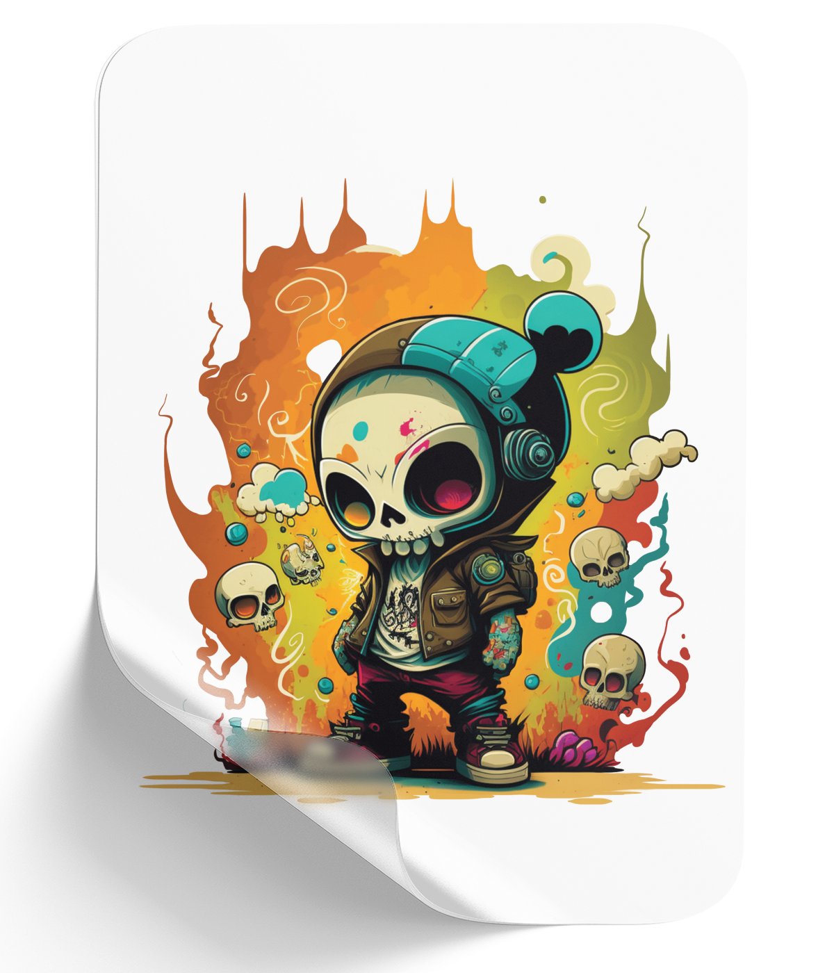 mysterious-graffiti-skull-in-brown-jacket-and-blue-hat - DTF Single Peel WB