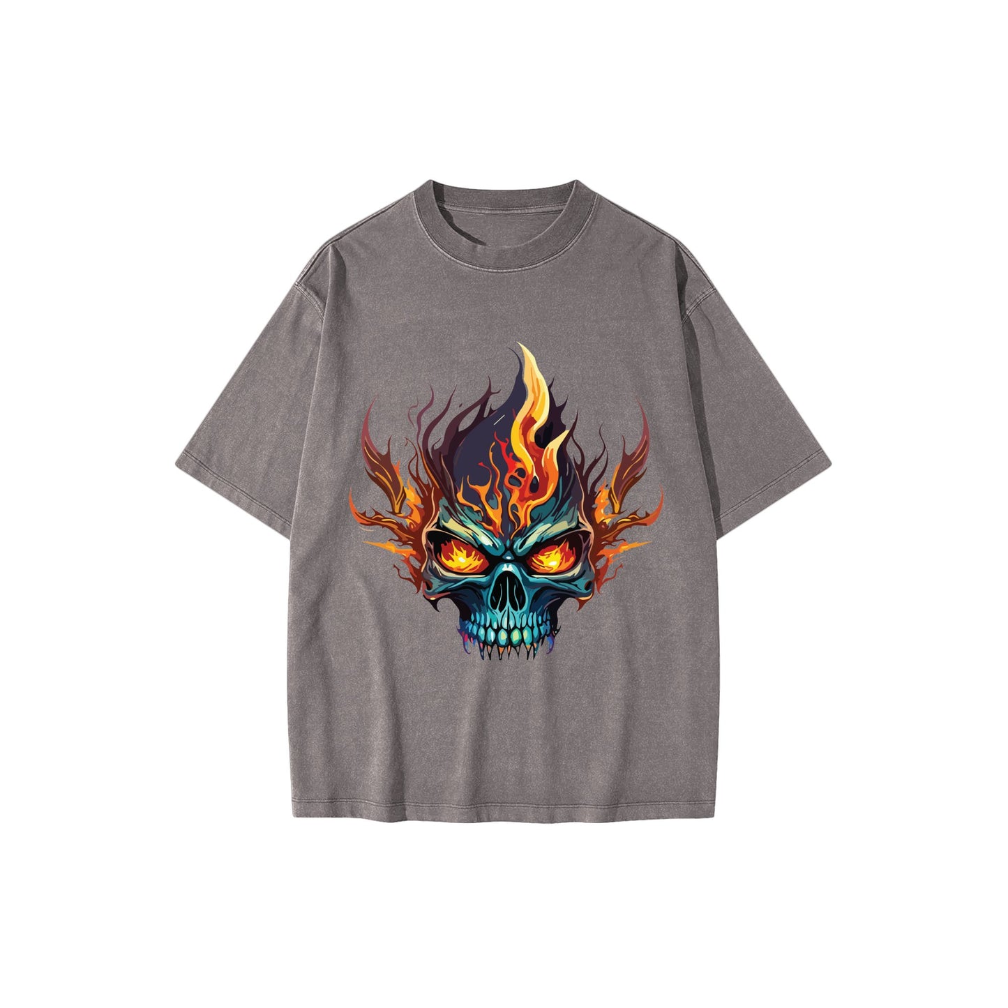 menacing-blue-skull-in-fiery-comic-book-style - Front