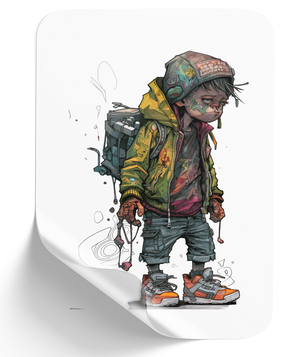 young-traveler_-a-creative-cyberpunk-kid-with-a-pensive-expression - DTF Single Peel WB