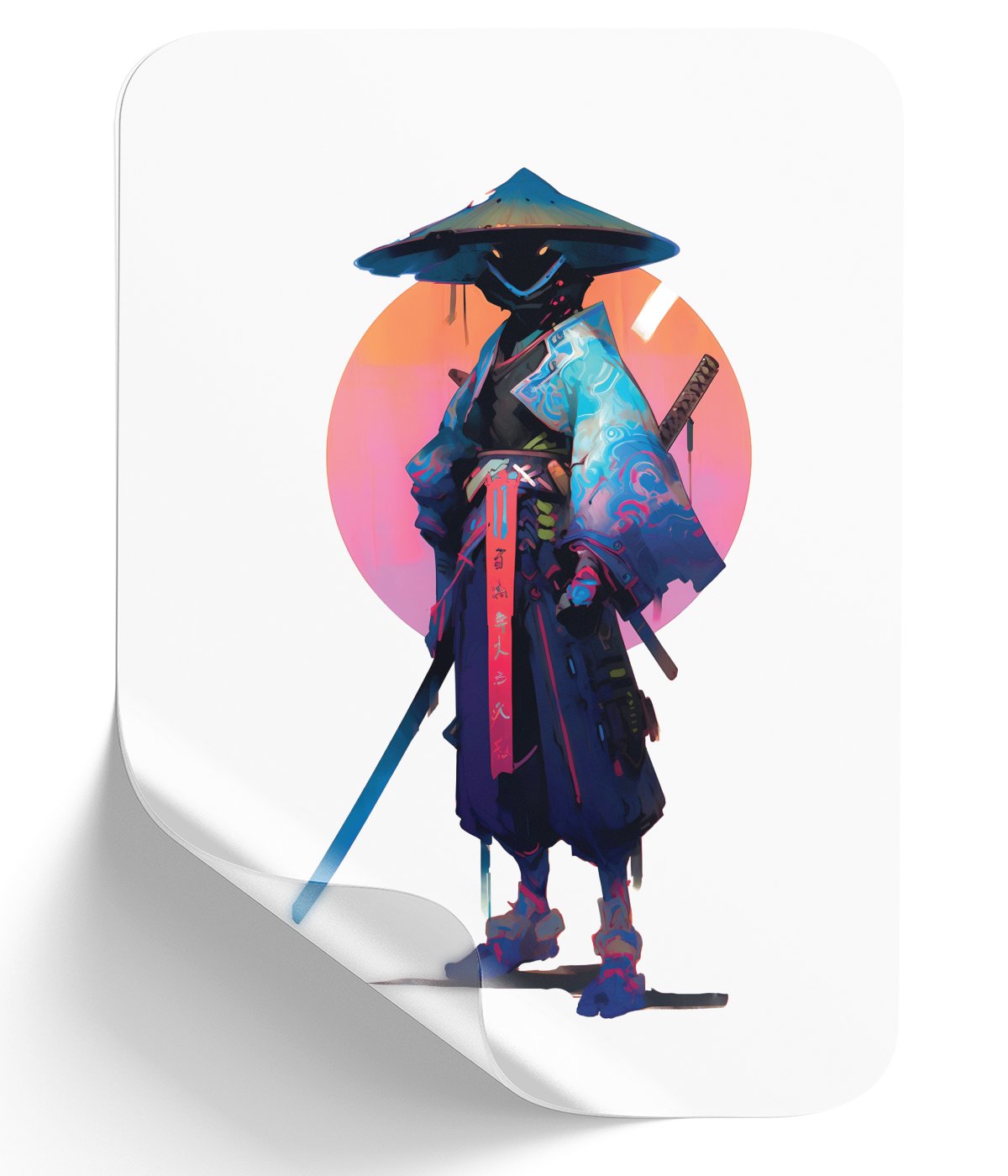 samurai-warrior-in-traditional-kimono-with-sword-vibrant-comic-book-style-art - DTF Single Peel WB