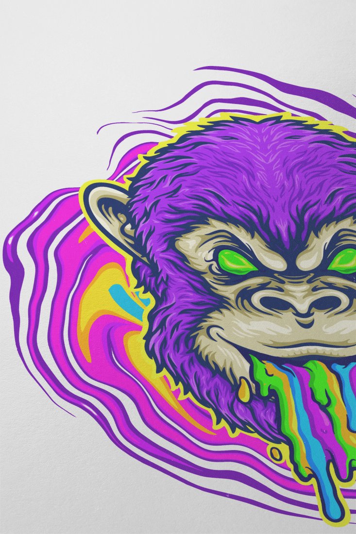 whimsical-rainbow-monkey-art-with-green-drool - Image 2