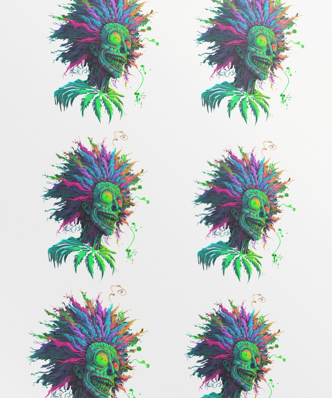 vibrant-skeleton-monster-portrait-with-wild-hairstyle-in-psychedelic-colors - Image 1