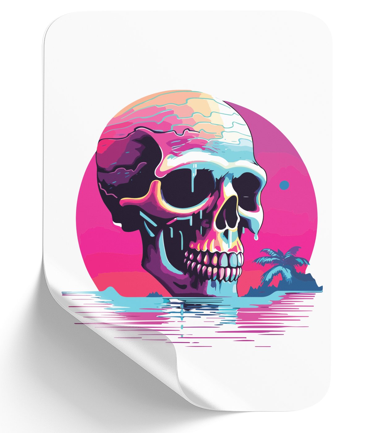 tropical-island-skull-art-colorful-cartoon-graphic-novel-illustration - DTF Single Peel WB